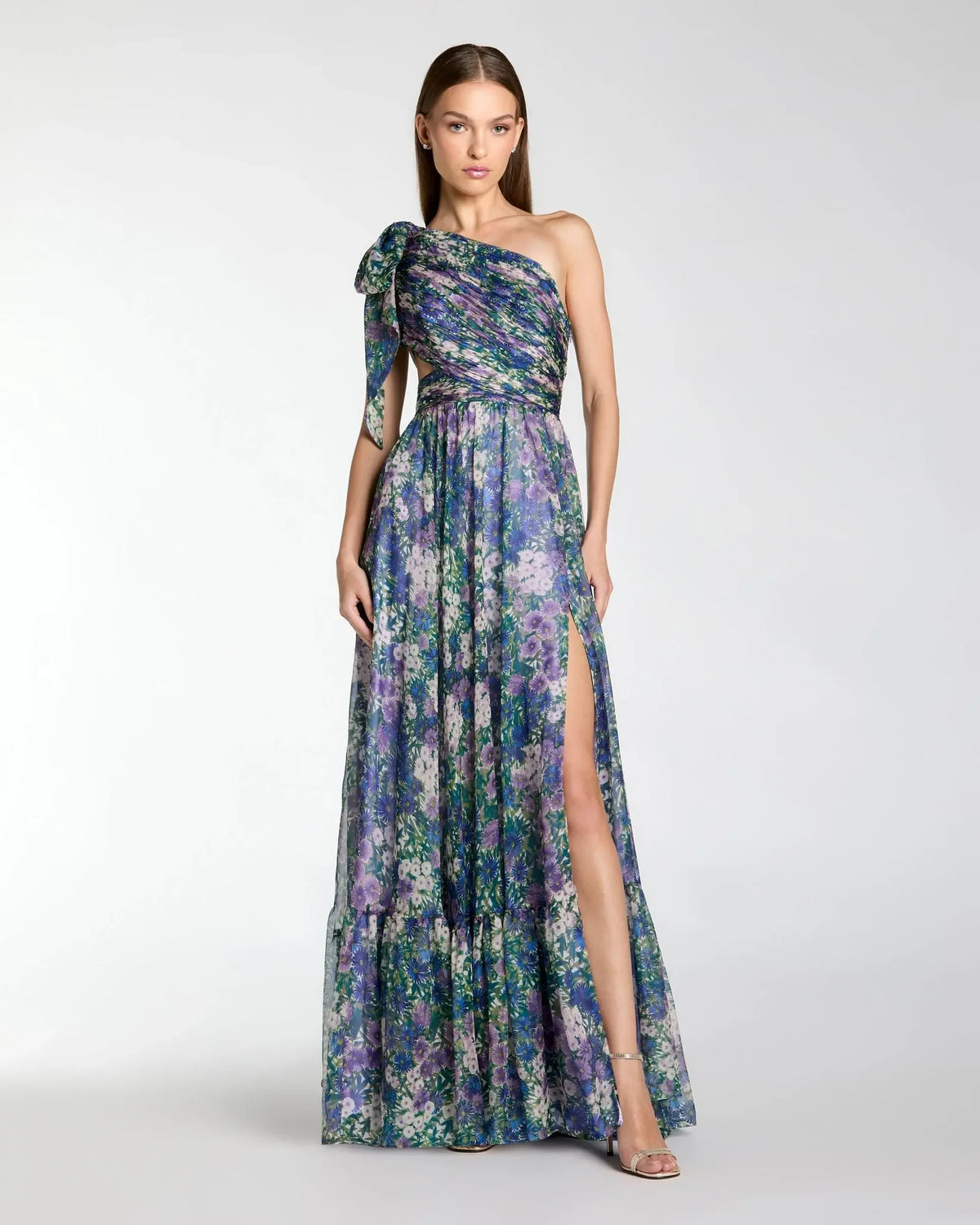 Mac Duggal #68553 Lilac Multi Side Cut Out One Shoulder Gown