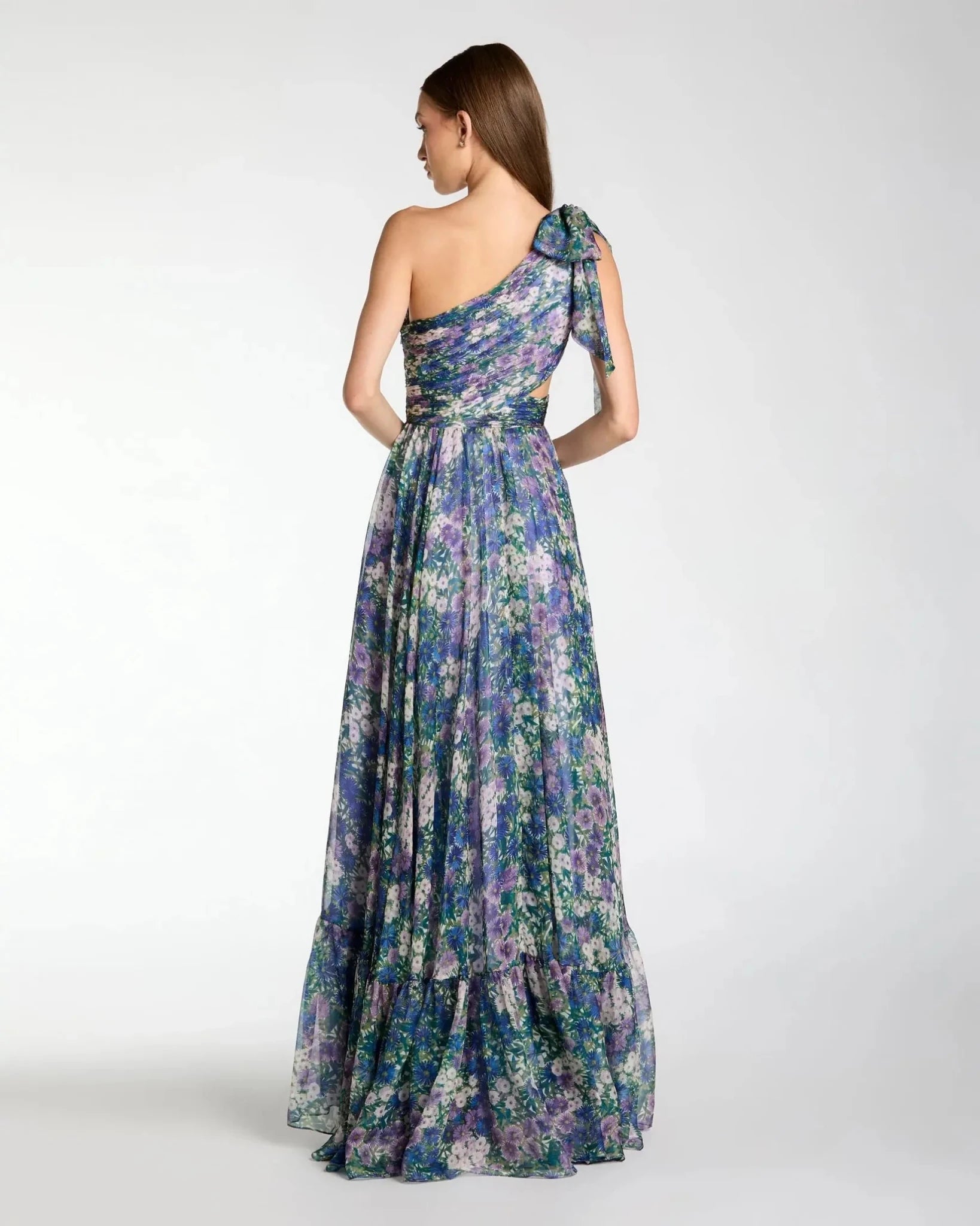 Lilac Multi Side Cut Out One Shoulder Gown