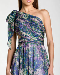Lilac Multi Side Cut Out One Shoulder Gown