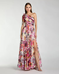 Mac Duggal White Multi Side Cut Out One Shoulder Gown #68553 