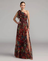 Mac Duggal Wine Multi Side Cut Out One Shoulder Gown #68553

