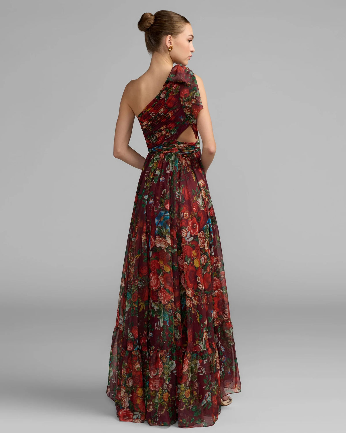 Mac Duggal Wine Multi Side Cut Out One Shoulder Gown #68553