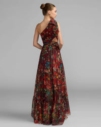 Mac Duggal Wine Multi Side Cut Out One Shoulder Gown #68553