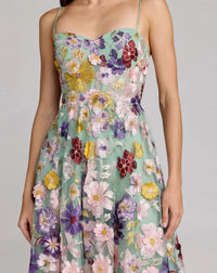 Mac Duggal 68605 Sage Multi sweetheart neck embroidered midi dress - detail