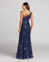 Mac Duggal One Shoulder Floral Embroidered Gown Navy Blue #68606