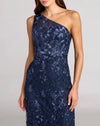 Mac Duggal One Shoulder Floral Embroidered Gown Navy Blue #68606