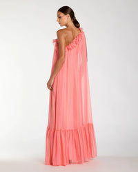 Mac Duggal Hibiscus Chiffon One Shoulder Ruffle Gown With Rose #68757 side view