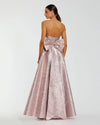 Metallic Strapless Brocade Bow Gown - Raspberry