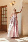 Metallic Strapless Brocade Bow Gown - Raspberry