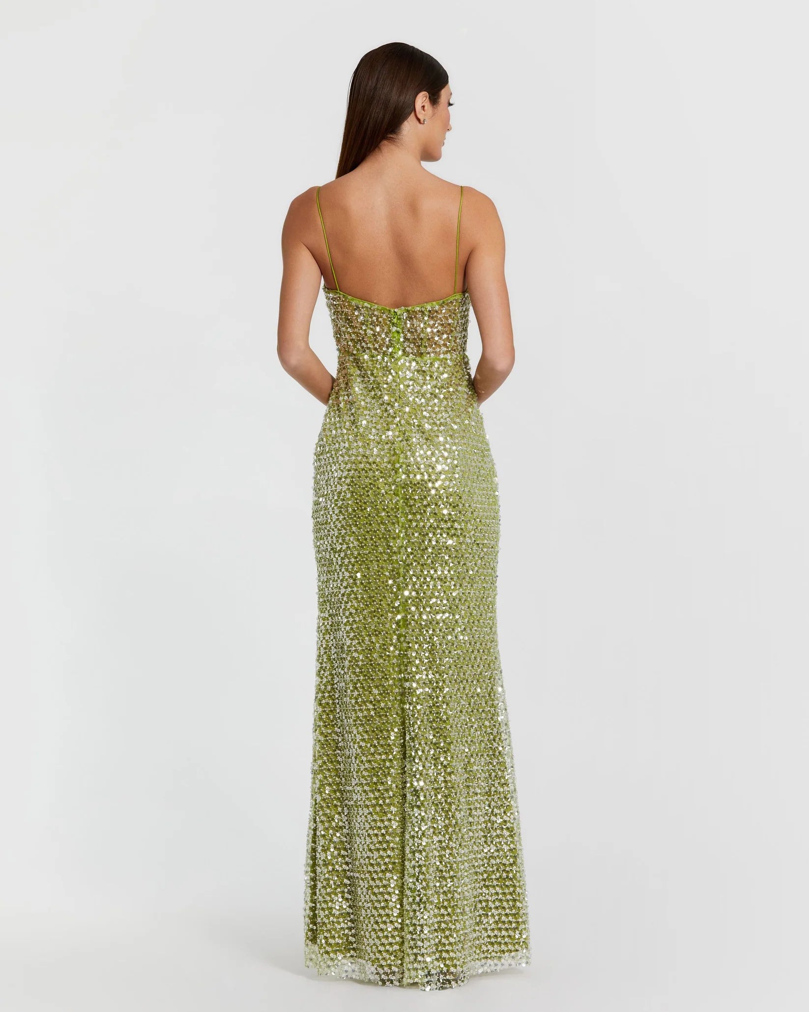Mac Duggal Embellished Bustier Column Gown #68895 Apple Green