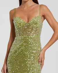 Mac Duggal Embellished Bustier Column Gown #68895 Apple Green