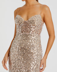 Mac Duggal Silver Embellished Bustier Column Gown #68895 Nude