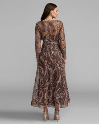 Mac Duggal #68906 chocolate midi dress back view