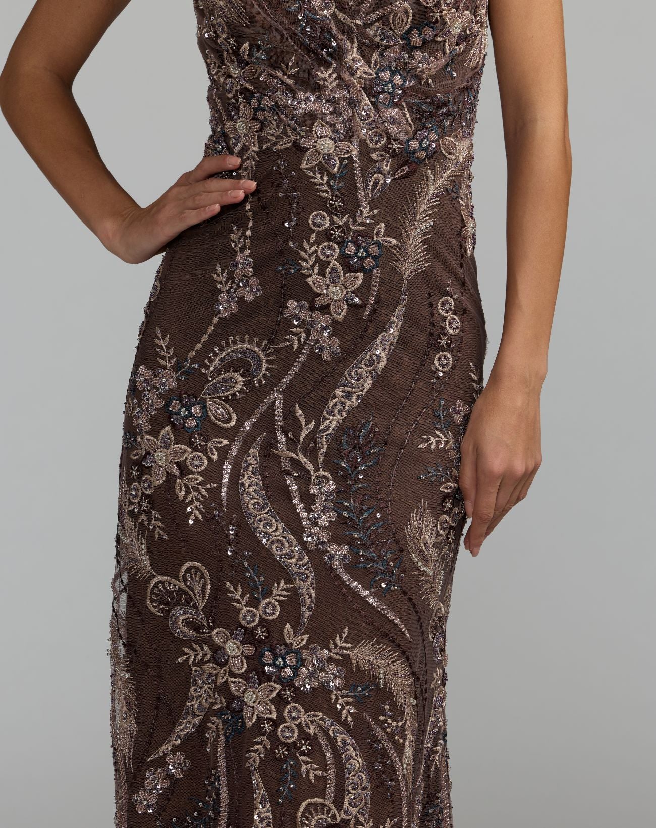 Mac Duggal #68914 flutter cap sleeve detail