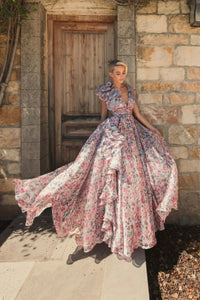 Mac Duggal #68947 pink multi printed chiffon gown - lifestyle