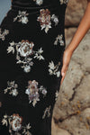 Sleeveless Floral Embellished Velvet Evening Gown - Black