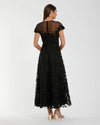 Mac Duggal Black Embellished Lace Illusion Neck A-Line Midi Dress #69003
