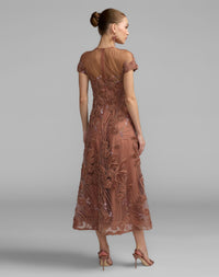 Mac Duggal #69003 rust embellished lace illusion cocktail dress