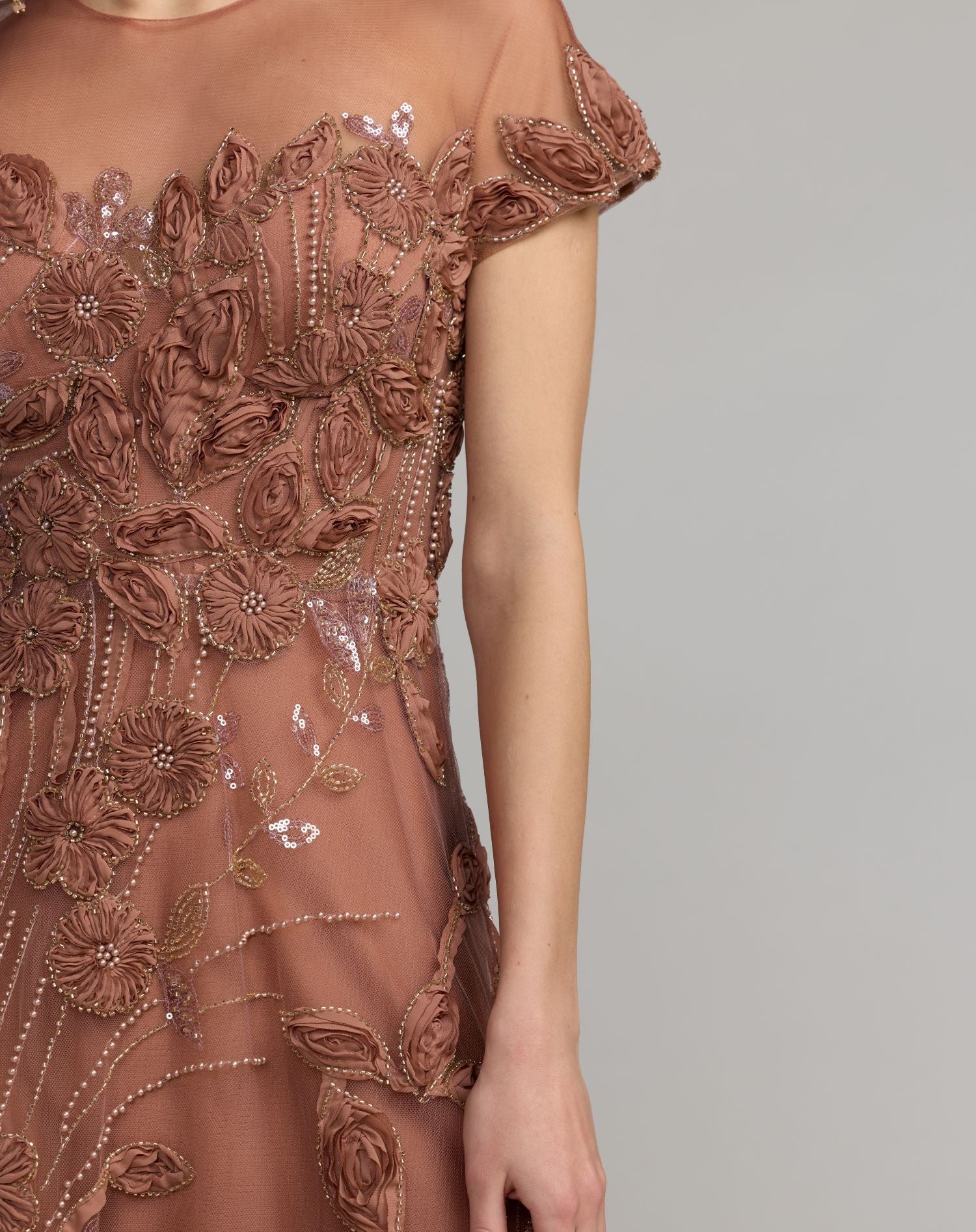 Mac Duggal #69003 rust embellished lace illusion cocktail dress
