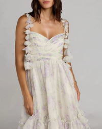 Mac Duggal 69061 Ivory Multi Floral Tiered Ruffle Gown with Romantic Ruffle Strap Detail