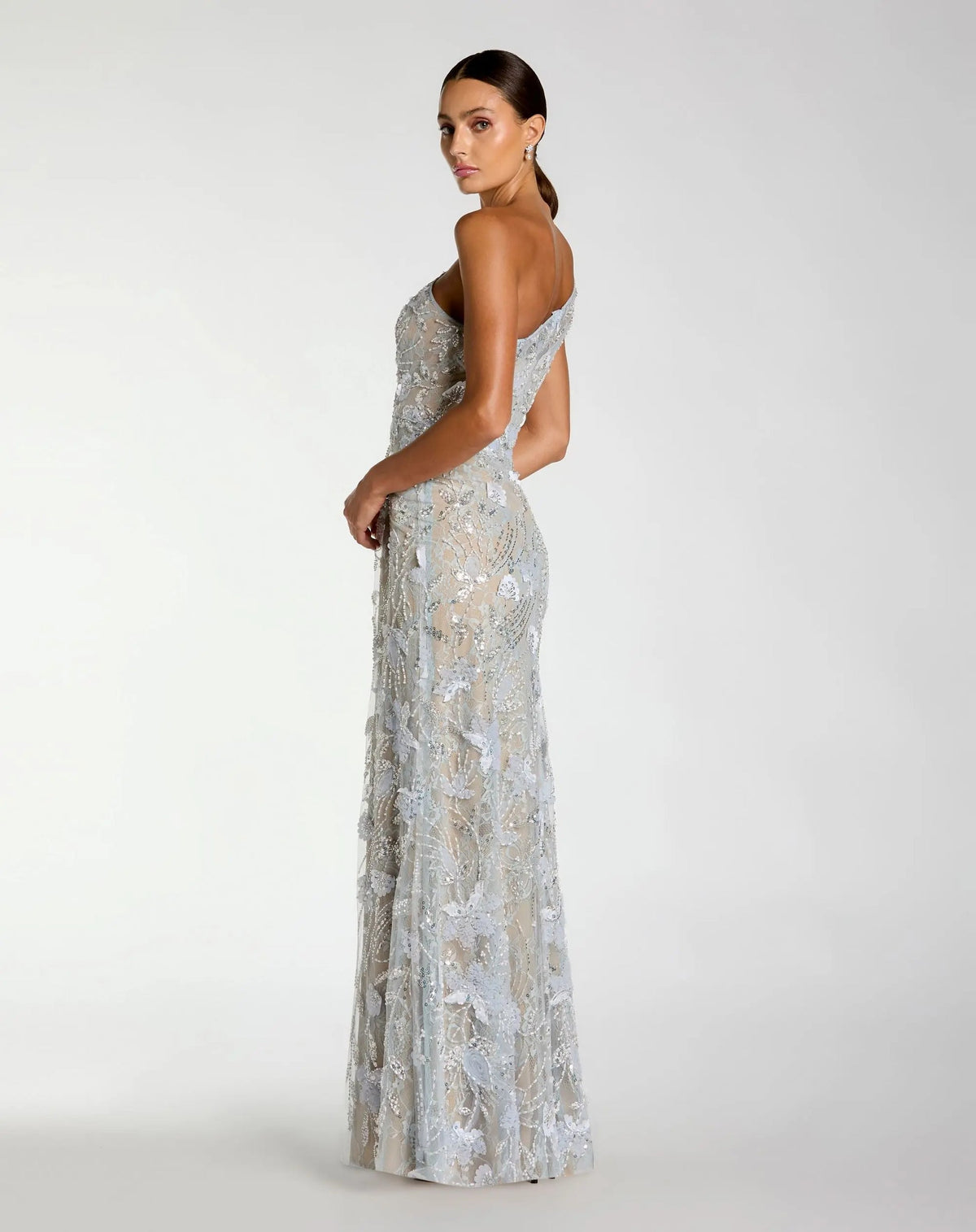 Back-view-of-one-shoulder-powder-blue-evening-dress-with-lace-overlay