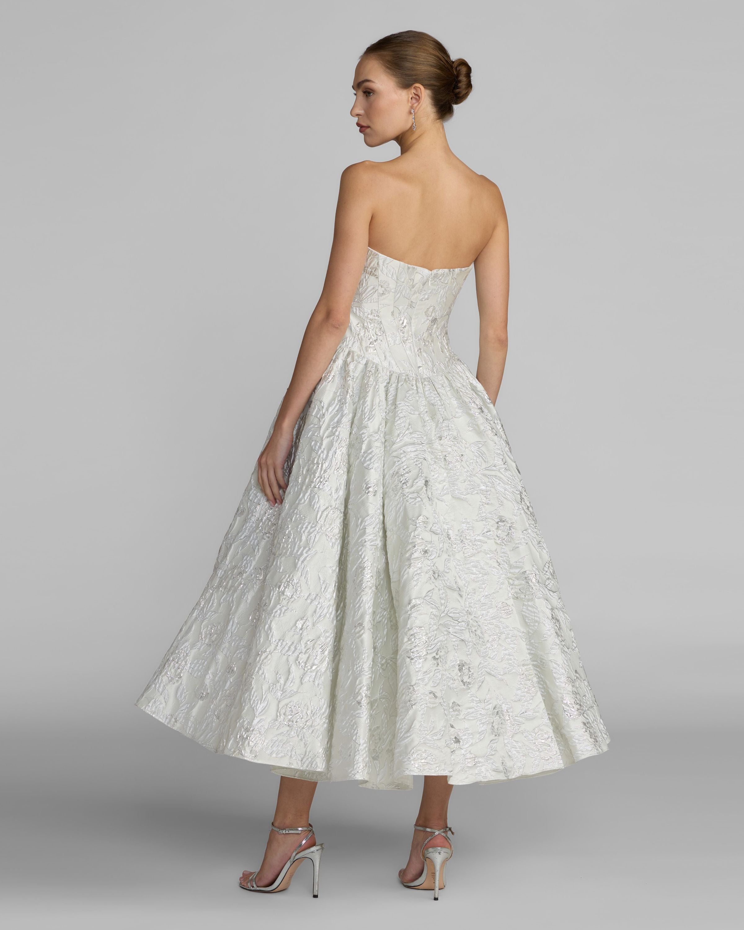 Ivory brocade dress back