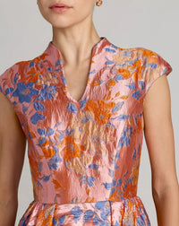 Brocade Cap Sleeve Ball Gown