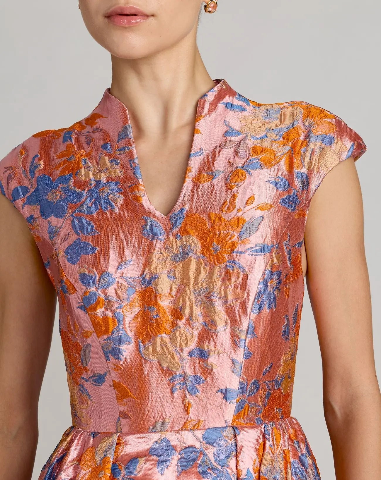 Brocade Cap Sleeve Ball Gown