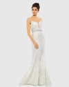 Mac Duggal #79082 Embroidered Sleeveless Plunge Neck Trumpet Gown, Ivory 