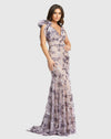 Mac Duggal, Floral embellished sleeveless V-neck gown, Purple #79301 