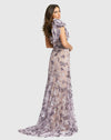 Floral embellished sleeveless V-neck gown - Purple