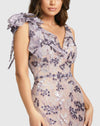 Floral embellished sleeveless V-neck gown - Purple