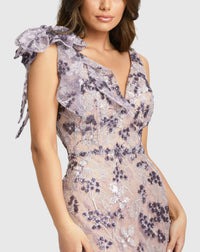 Floral embellished sleeveless V-neck gown - Purple