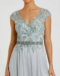 Seamist embellished chiffon cap sleeve A-line gown - detail