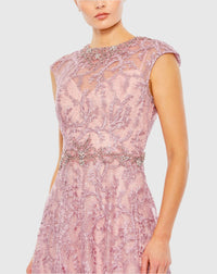 Mac Duggal 79430 Rose embroidered cap sleeve A line gown - Close up detail