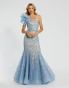 Mac Duggal Embellished Tulle Flower Detail Mermaid Gown Powder Blue #79456 