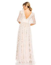 mommy and me special occasions dress mac duggal, Floral V Neck Ruffle Empire Waist Gown - Blush, Style #8028 Pairs with Style #8064