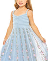 Mini Embroidered Ruffle Floral Dress - Blue Multi