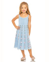 Mini Embroidered Ruffle Floral Dress - Blue Multi