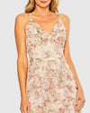 Sleeveless V Neck Floral Mesh Ruffle Midi Dress - Blush