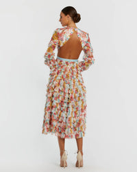 Long Sleeve Ruffle Midi Dress
