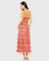Strapless Micro Ruffle Dress - Orange