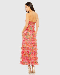 Strapless Micro Ruffle Dress - Orange