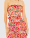 Strapless Micro Ruffle Dress - Orange