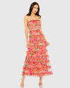 Mac Duggal Multicolor Strapless Micro Ruffle Dress #8137 Orange Multi 