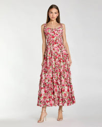 Mac Duggal Multicolor Ruffle Floral Scoop Neck Dress Multi #8256 Pink Multi 