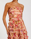 Ruffle Strapless Ankle Cotton Dress - Pink