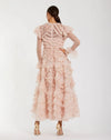 Ruffle Trim Long Sleeve Midi Dress - Pink