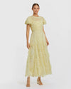 Mac Duggal Yellow A-line Micro Ruffle Midi Dress Buttercup #8282 