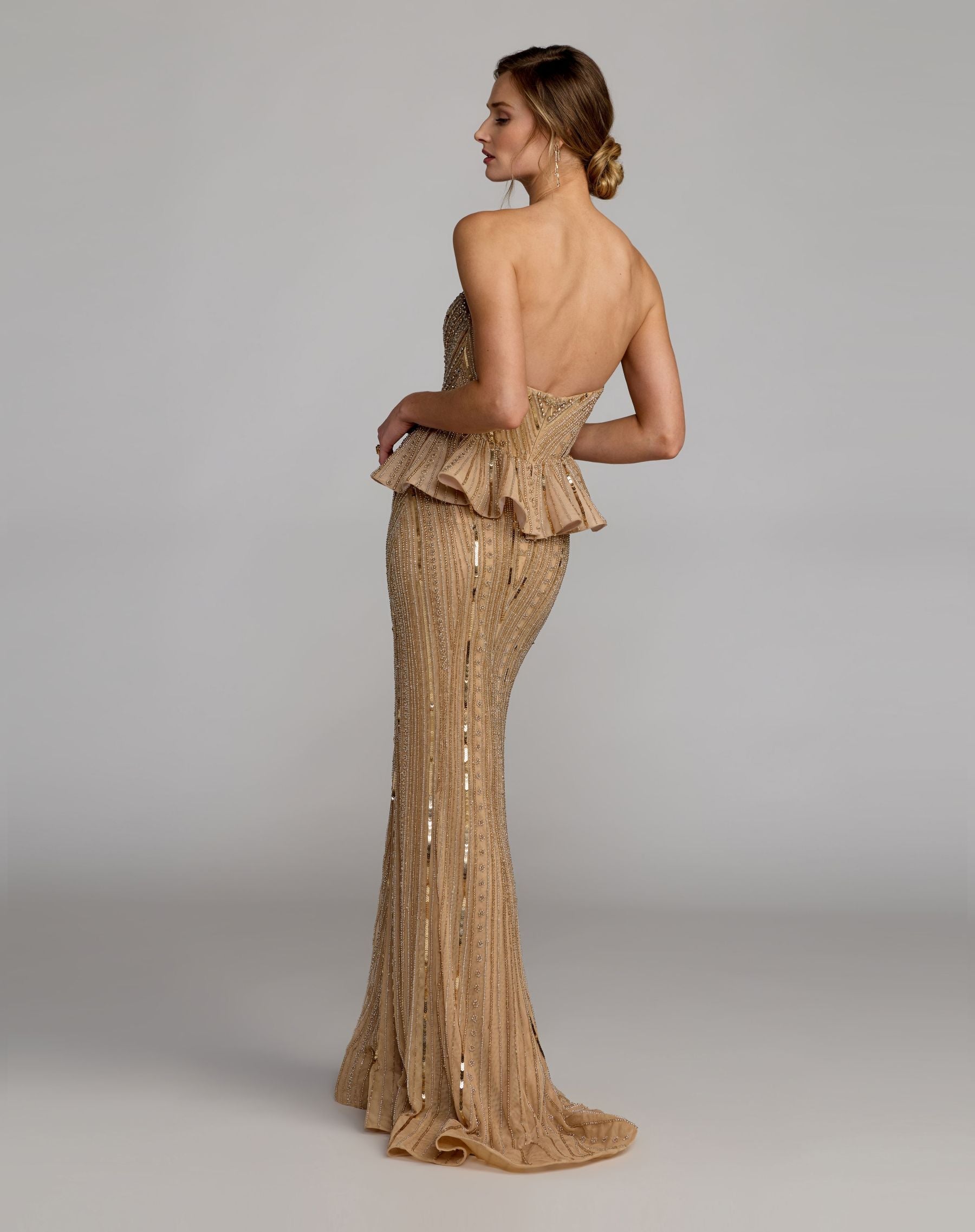 Silver Gold peplum gown back